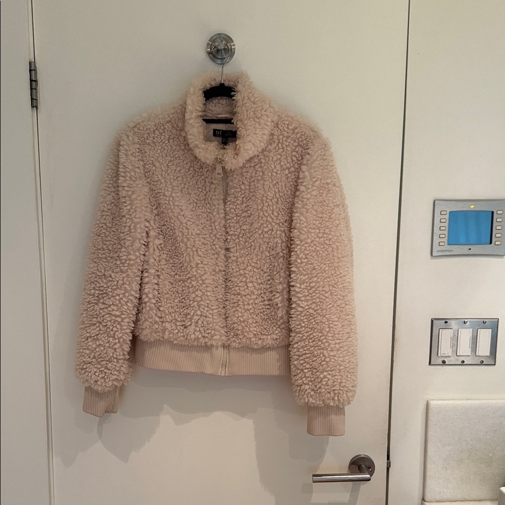 Zara Cream Teddy Sherpa Zip Jacket